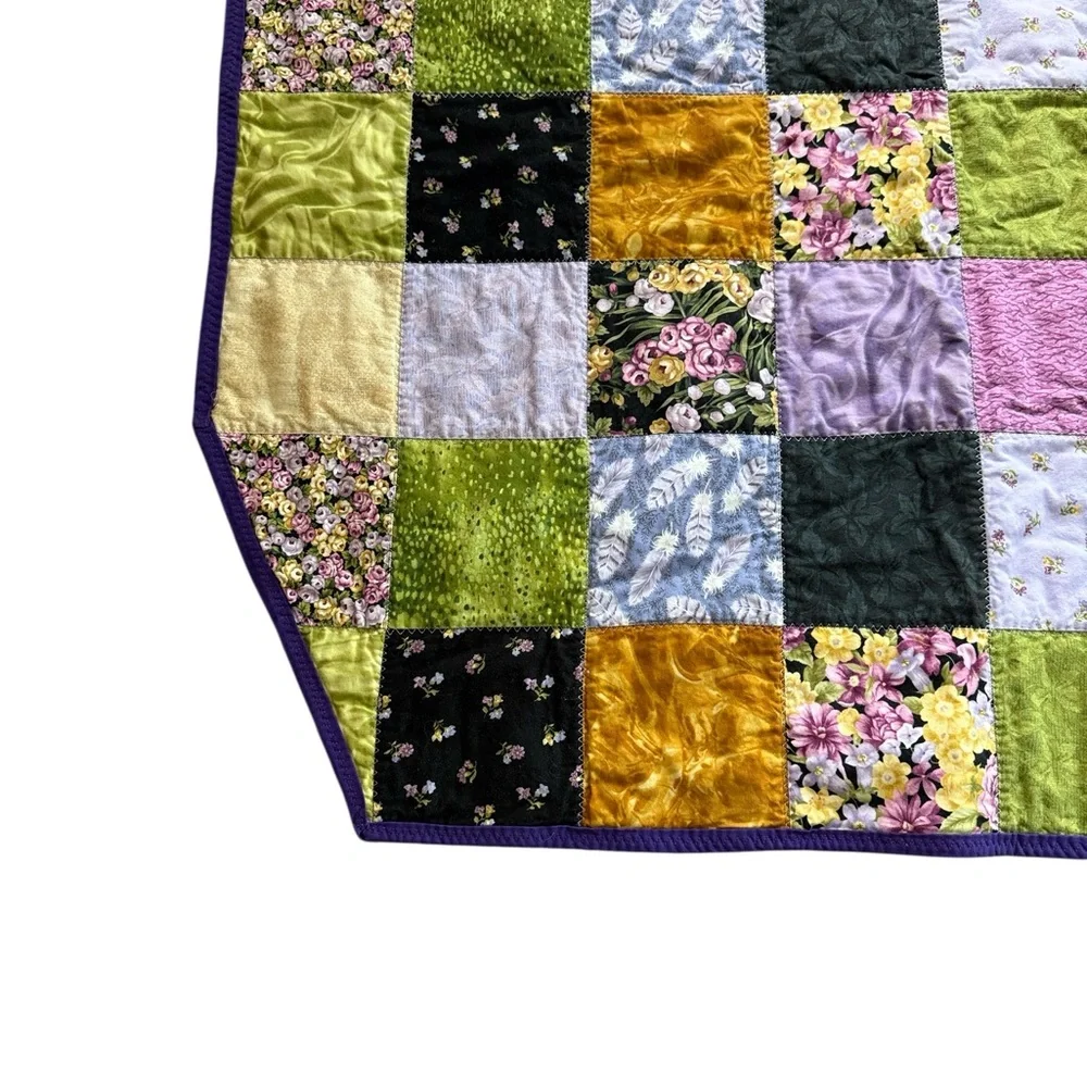 Handmade Patchwork Baby or Lap Quilt 35”x35” with Angled Corners